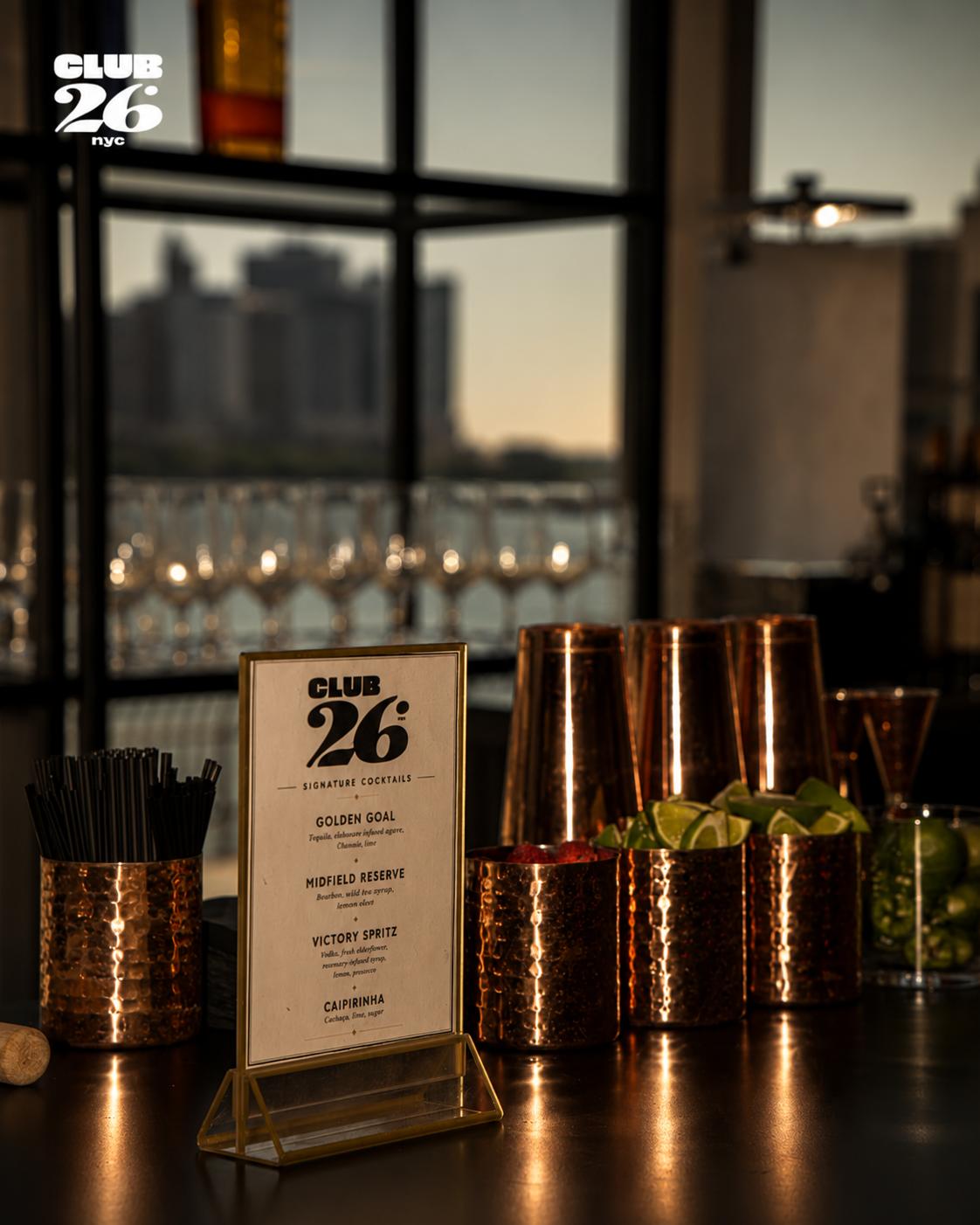 CLUB 26 signature cocktails bar setup